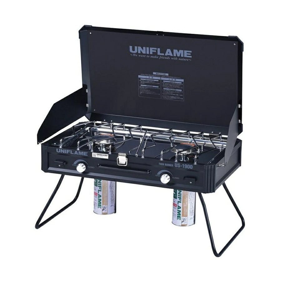 Uniflame-Twin Burner US-1900 Black LTD-WhoWhy International-Japanese  Camping Gear