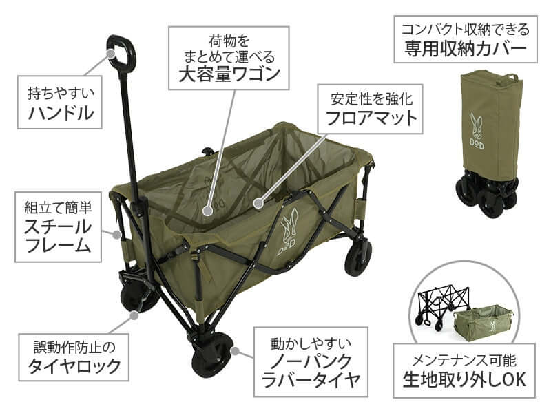 DOD - FOLDING CARRY WAGON WASHABLE(Mesh Fabric) C2 - 237 - KH - WhoWhy International