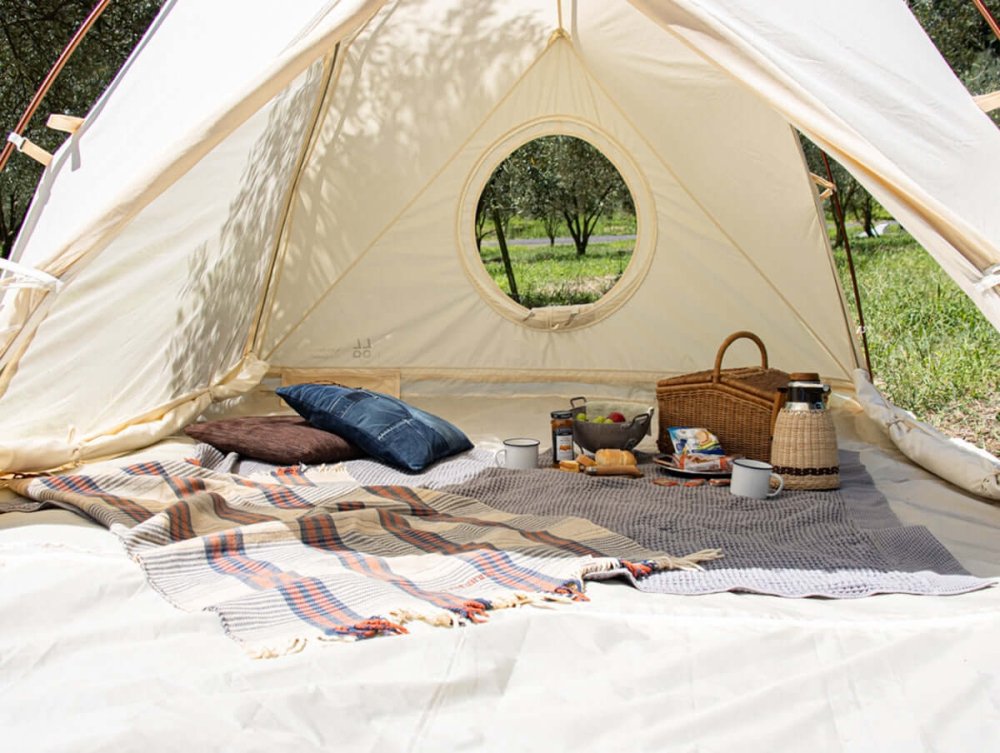 Tenmaku Design LALA LALA Person TC Cotton Tent with Storage Bag Fully Closed Picnic Park Beach Tent Camping 1-2