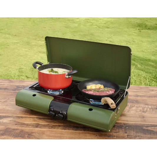 Iwatani - Flat Twin S Tabletop BBQ Grill Olive green CB-TBG-2-OL